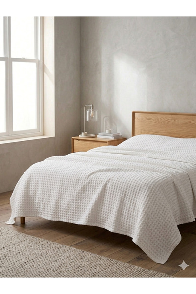 INTER Z Tek Kişilik Premium Petek Havuzlu Dokulu Beyaz Otel Pikesi 160x230