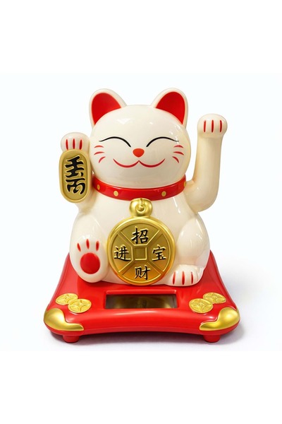 Store Güneş Enerjili Sallanan Şans Kedisi Maneki Neko Büyük Boy Dekoratif Jap...