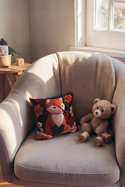 ÖZDAĞ HOME CONCEPT Fox Patterned Throw Pillow Cover – Cute Pillow for Childre...