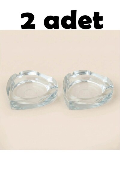 Tiesa Home 2 Τεμάχια Γυάλινο Μοντέλο Καρδιάς Διαφανές Τασάκι Σταχτοδοχείο 10εκ