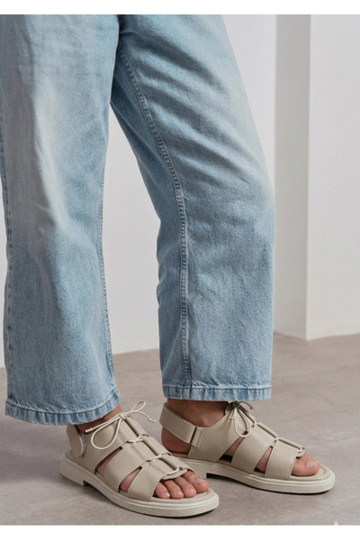 guijarro Premium μπεζ δερμάτινα λαστιχένια κορδόνια με λεπτομέρειες Fisherman...