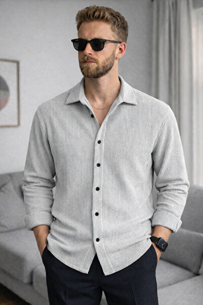 legends butik قميص رجالي من القطن المضلع – تصميم مريح وعصري وأنيق