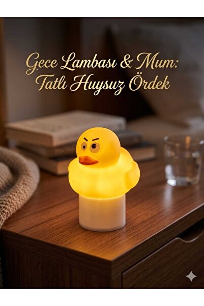 LOVYCO Tatlı Huysuz Ördek LED Gece Lambası & Pilli Mum - Çocuk Odası Aydınlat...