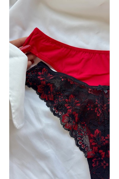 YOYYO Σετ 2 βραζιλιάνικων εσώρουχων με δαντέλα - Κομψό πακέτο εσωρούχων