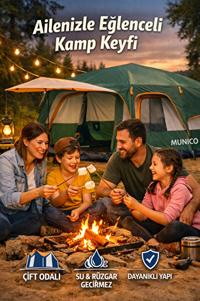 Munico 2 Odalı Kamp Çadırı Her Mevsim Kamp Keyfi! Su ve Rüzgar Geçirmez Çift ...