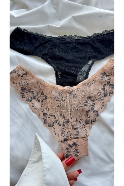 YOYYO Σετ 2 βραζιλιάνικων εσώρουχων με δαντέλα - Κομψό πακέτο εσωρούχων