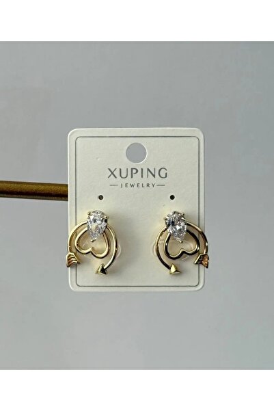 Haziran إكسسوارات، أقراط Xuping على شكل قلب وسهم مرصعة بالحجارة، عبوة من قطعتين