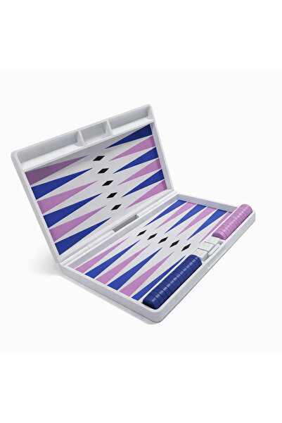 DoBi3D Taşınabilir Tavla Seti 25x20 cm Mor Mavi Beyaz – 3D Baskı Katlanabilir...