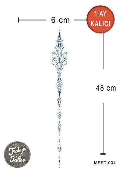 Trakya Tattoo 1 Ay Kalıcı Dövme Sırt Lotus ve Sembol Geçici Dövme