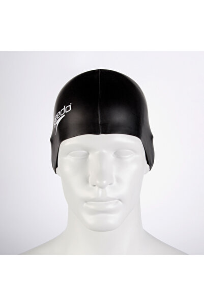 SPEEDO قبعة سباحة سوداء مسطحة من السيليكون للجنسين