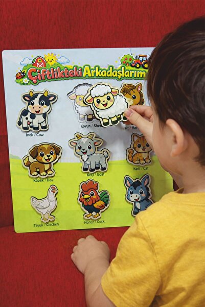 fomkids Çiftlik Hayvanları Extra Kalın Ahşap Bul Tak Oyunu