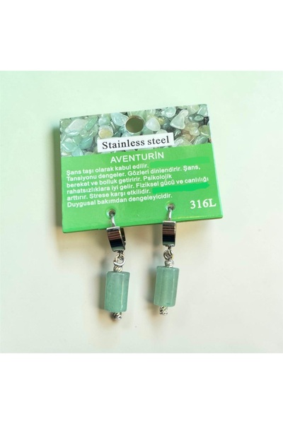 AURA STONE Aventurine Natural Stone Earrings with Steel Apparatus