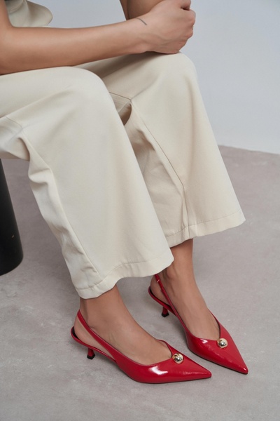 NİŞANTAŞI SHOES Pantofi cu toc pentru femei Alvera Red, cu detalii rustice și...