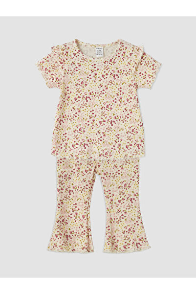 LC Waikiki طقم ملابس بناتي من LCW baby Ecru Floral