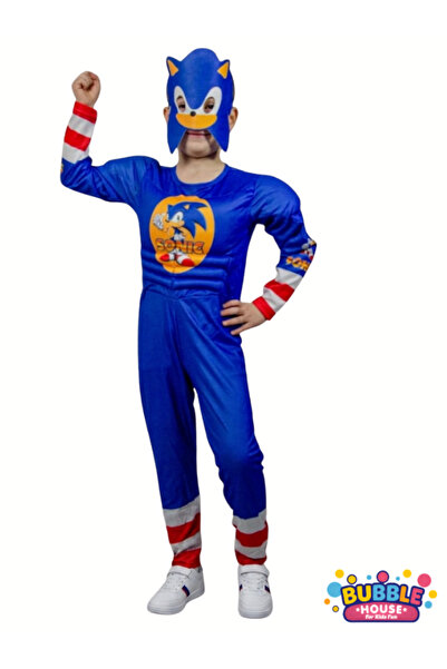 BUBBLE HOUSE FOR KİDS FUN Maskeli Sonic Çocuk Kostüm Kaslı kostüm