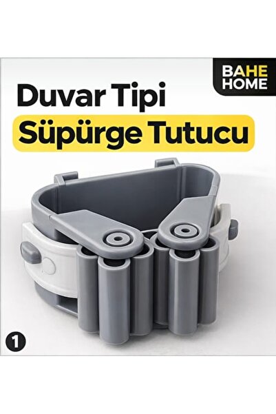 bahe home Vantuzlu Mop Tutucu Askı Duvar Yapışkanlı Süpürge Fırça Askısı Güçl...