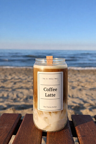 SheFlorea Dekoratif Kokulu Kahve Temalı Mum-Latte Mum-Buzlu İçecek Görünümlü ...