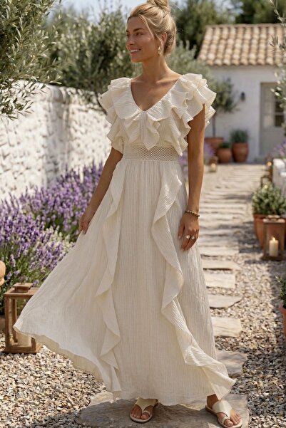 Chiccy Φόρεμα - Μπεζ - Μακρύ