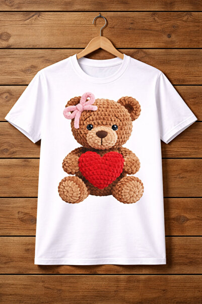AZIZI TEKSTIL Μπλουζάκι Unisex με στάμπα αρκουδάκι και καρδιά – Χαριτωμένο & ...