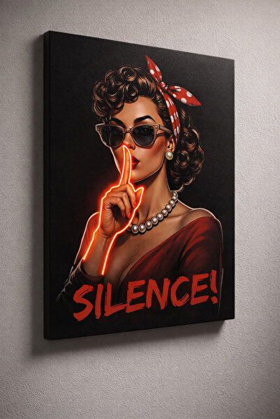Eker Reklam Ajansı Retro Kadın | SILIENCE | Neon Ledli Modern Vinil Tablo