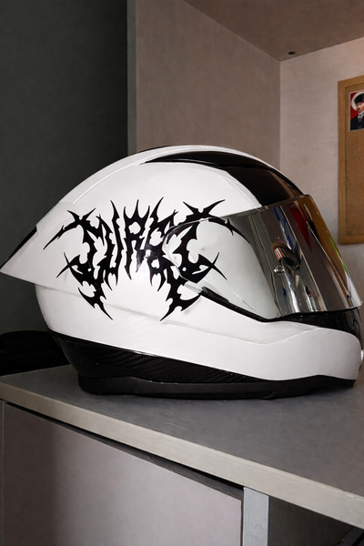 STCKRCO Cursed Kask Stickerı | Motor Kask Yanı Sticker | Motosiklet Sticker