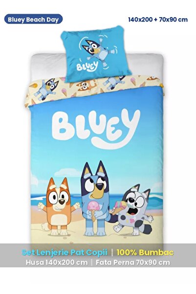 Disney Bluey Κλινοσκεπάσματα Παραλίας, 2 Τεμάχια, 140x200 εκ., 100% Βαμβάκι