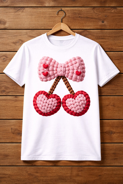 AZIZI TEKSTIL Χαριτωμένο μπλουζάκι unisex με σχέδιο κεράσια – Καλοκαιρινό μον...