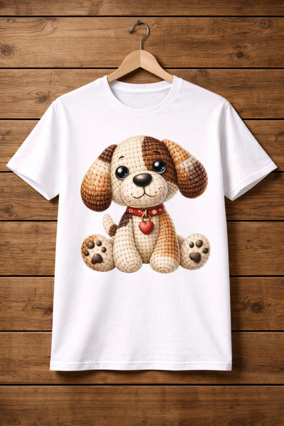 AZIZI TEKSTIL Unisex T-Shirt με στάμπα και χαριτωμένη φιγούρα σκύλου – Casual...