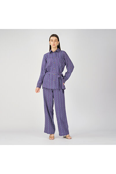 LINELLE Deep Purple Striped Co-Ord Set