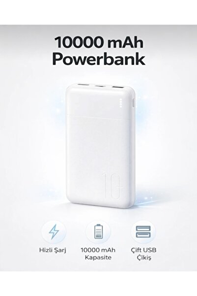 KILIF HOUSE 10.000 mAh 2.4A Çift Usb Çıkışlı Led Göstergeli Powerbank Taşınab...