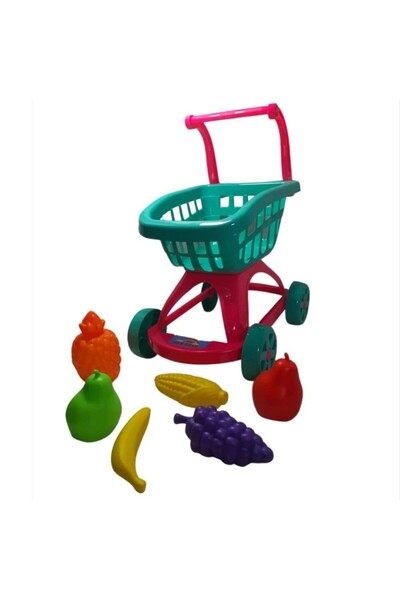 BBYTOYS Meyveli Market Arabası Oyuncak – Aksesuarlı Alışveriş Seti