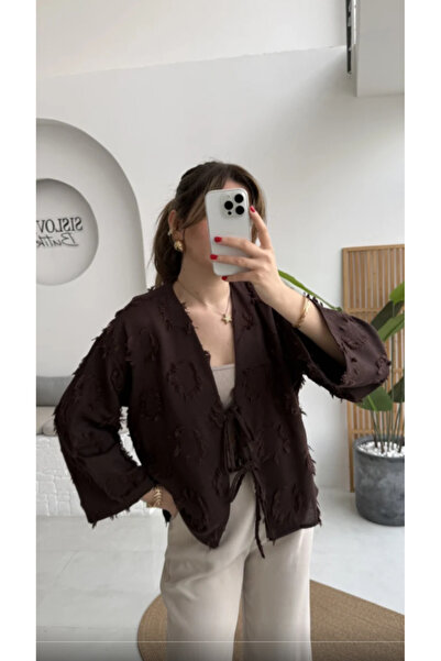 PIOVE Kadın Bağlamalı Kimono – Dokulu Salaş