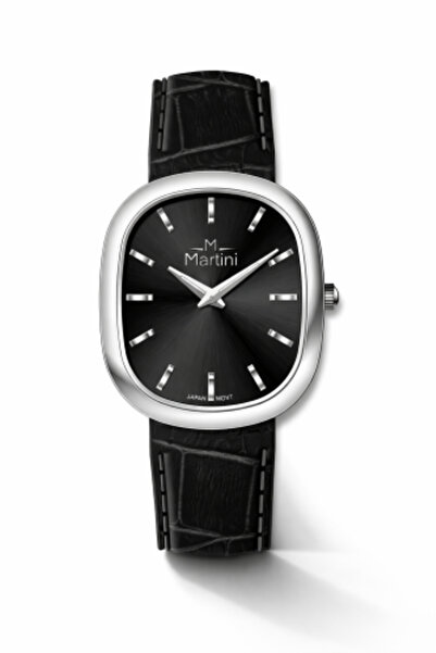 martini Men's Leather Watch with Luxurious Design in Black