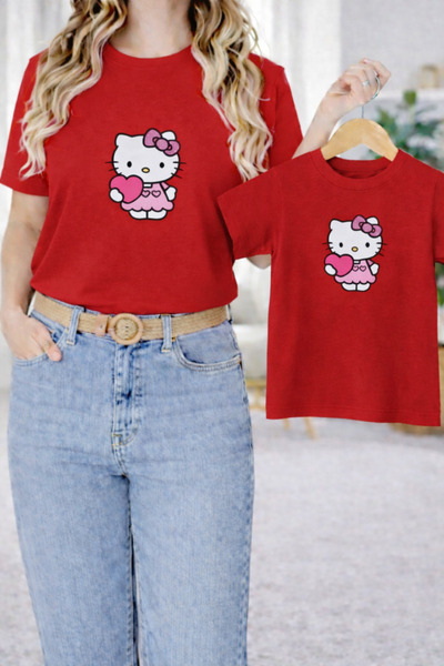 VODEXA Combinație mamă-fiică, tricou supradimensionat, tricou cu ursuleț impr...