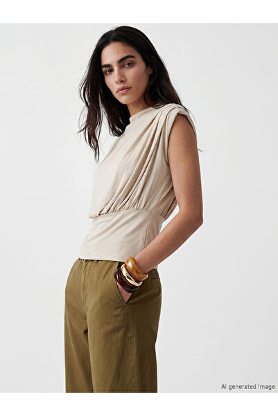 LC Waikiki Vizyon New Season Mock Neck Ruched Blouse