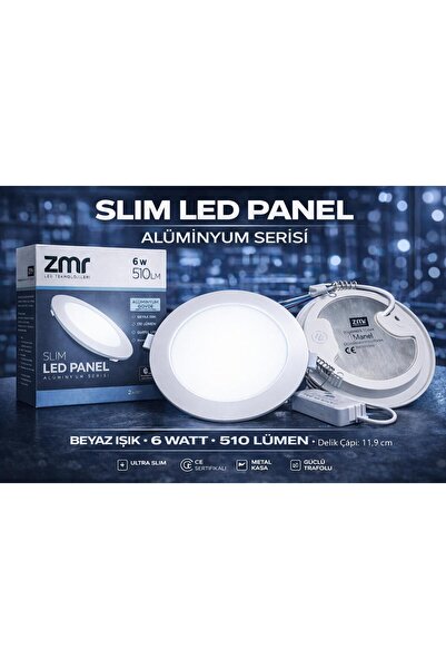 LUMIXA ENERJİ 6W SLİM LED SPOT PANEL YUVARLAK 3,5" (Delik:8,2cm Dış:12cm) BEY...