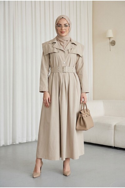 Modamorfo Φόρεμα από βαμβακερό σατέν με γιακά με μισά κουμπιά, πλαϊνές τσέπες...