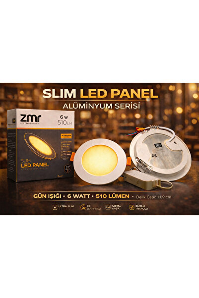 LUMIXA ENERJİ 6W SLİM LED SPOT PANEL YUVARLAK 3,5" 6500K (Delik:8,2cm Dış:12c...