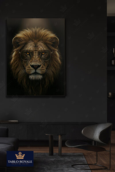 Tablo Royale Aslan Kanvas Tablo – Güç Temalı Modern Duvar Dekoru | Gold Detaylı Lüks Tasarım