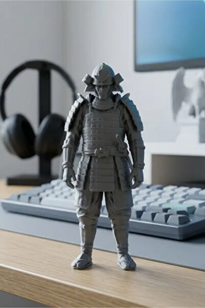 Bebişto Japon Samuray Heykeli Gümüş 3D Baskı – Detaylı Dekoratif Koleksiyon F...
