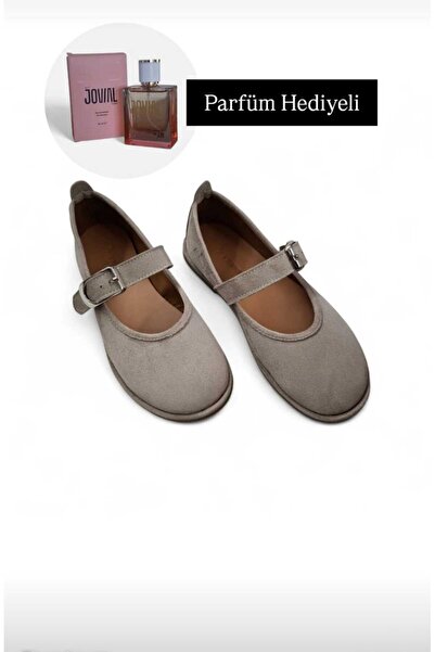 VESEO Gemma Adjustable Buckle Detailed Women's Suede Ballerinas