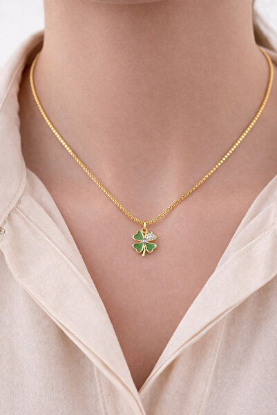ATALYA ACCESSORY Şans Figürlü Taşlı Kolye – Kararma Yapmayan Çelik Minimal Ka...