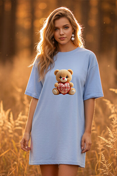 valeriae Elbisee Γυναικείο Κόκκινο Φόρεμα T-Shirt Oversize – Με στάμπα Love T...