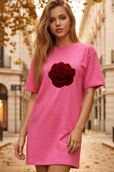 Frisson Elbisee Γυναικείο Κόκκινο Φόρεμα T-Shirt Oversize – Με σχέδιο κόκκινο...
