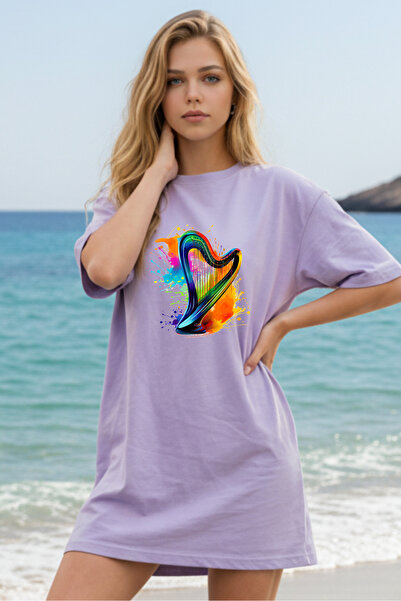 Pink Sky Elbisee Γυναικείο Φόρεμα Άνετης Γραμμής – Μουσικό Τύπωμα