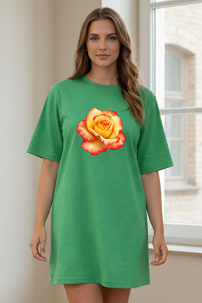 bellanova Elbisee Γυναικείο Κόκκινο Φόρεμα T-Shirt Oversize – Με στάμπα κίτρι...