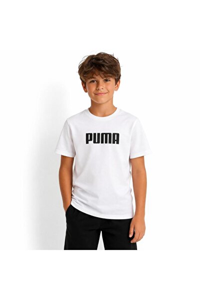 Puma Λευκό μπλουζάκι Ess Logo για νέους