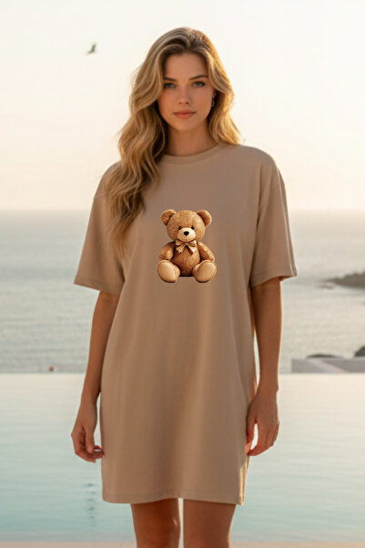 bellanova Γυναικείο κόκκινο φόρεμα μπλουζάκι oversize Elbisee – Με χαριτωμένο...