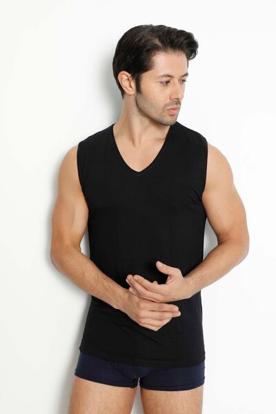 LÜXDRM Men's Bamboo Sleeveless V-Neck Slim Fit 2-Piece Undershirt/T-Shirt (wi...