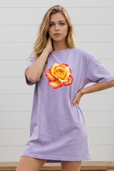 Pink Sky Elbisee Γυναικείο Κόκκινο Φόρεμα T-Shirt Oversize – Με στάμπα κίτριν...